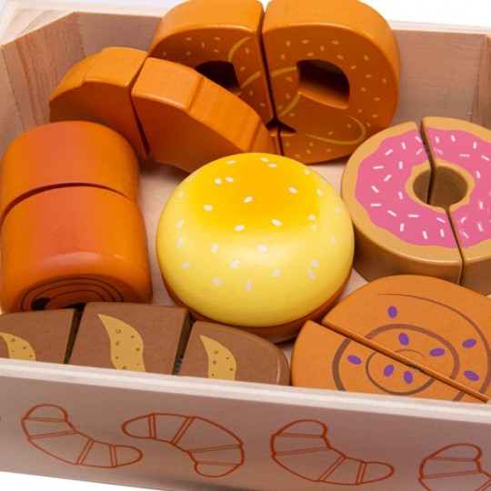 Coffret pain et pâtisseries à découper dans une caisse en bois - BigJigsToys BigJigs Toys - 3