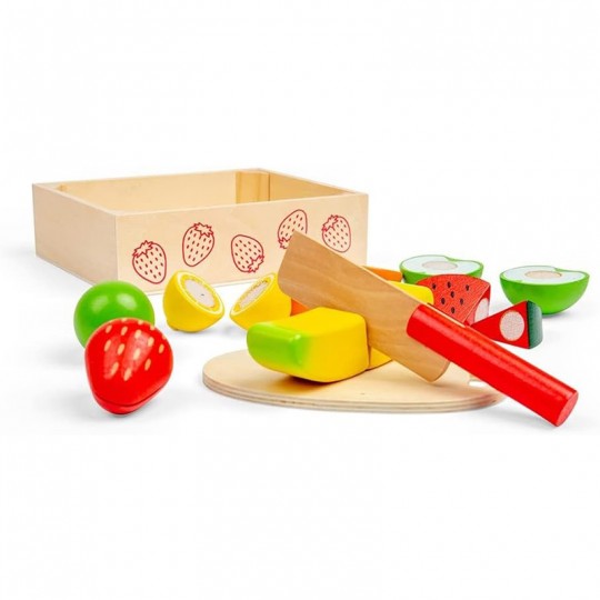 Coffret fruits à découper dans une caisse en bois - BigJigsToys BigJigs Toys - 1