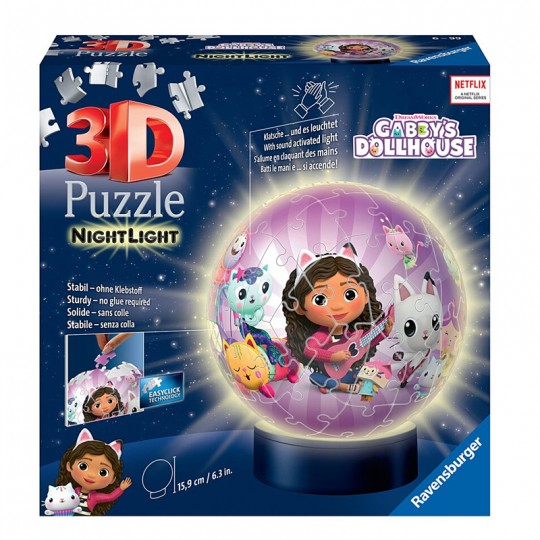 Puzzle 3D Ball 72 pièces illuminé - Gabby's Dollhouse Ravensburger - 1