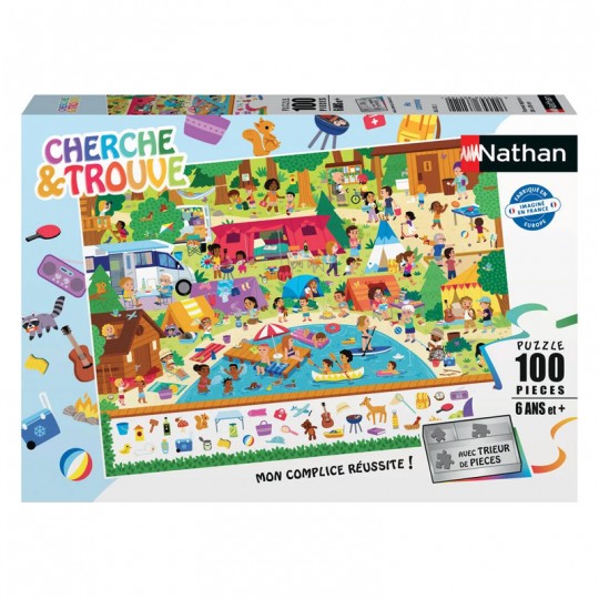 Nathan puzzle 100 p - Au camping (Cherche et trouve) Ravensburger - 1