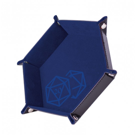 Piste de dés - D20 Bleu foncé - 19 x 19 cm - Cuir et velours Epic Forge - 1