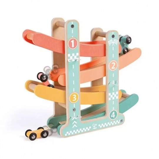 Piste de course et voitures Turquoise et Corail - Hape Hape - 1