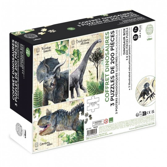 Coffret de 3 puzzles dinosaures avec posters : Muséum national d'Histoire naturelle - Vilac Vilac - 2