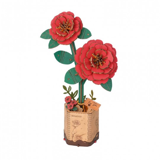 Red Camellia / Camélia Rouge- Puzzle 3D en bois ROWOOD RoWood - 1