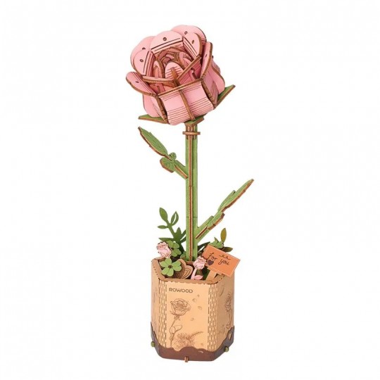 Pink Rose / Rose - Puzzle 3D en bois ROWOOD RoWood - 1