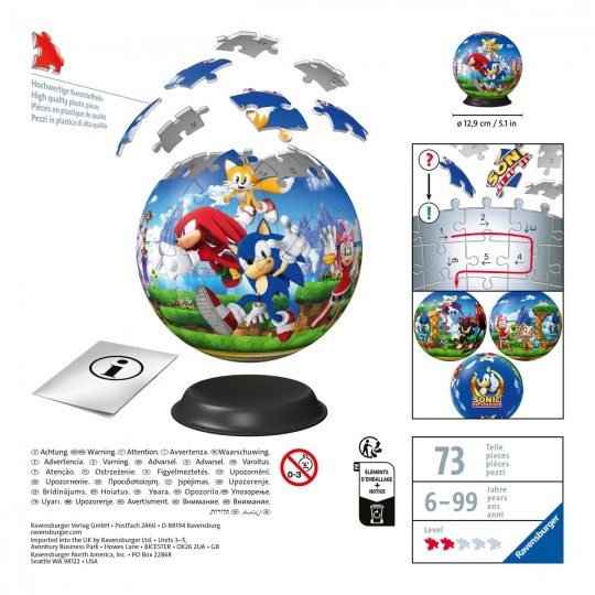 Puzzle 3D Ball 72 pièces - Sonic Ravensburger - 3