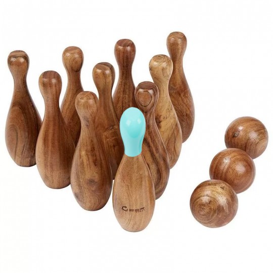 Quilles en bois Bowling Luxe + sac rangement Uber Games - 1