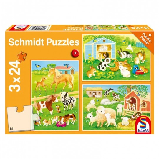 Puzzle 3x24 pcs Mes amis de la ferme - Schmidt Schmidt - 1