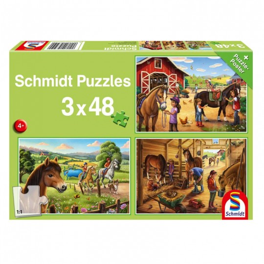 Puzzle 3x24 pcs Mes chevaux préférés - Schmidt Schmidt - 1