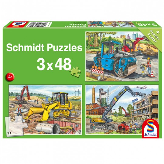 Puzzle 3x24 pcs Mes machines de chantier préférées - Schmidt Schmidt - 1