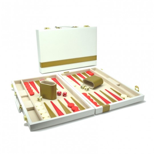 Backgammon 38 cm blanc avec bordure dorée - Hot Games Hot Games - 1