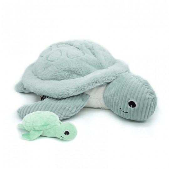 Peluche Les Ptipotos : Tortue Géante maman et son bébé vert menthe Les Déglingos - 1